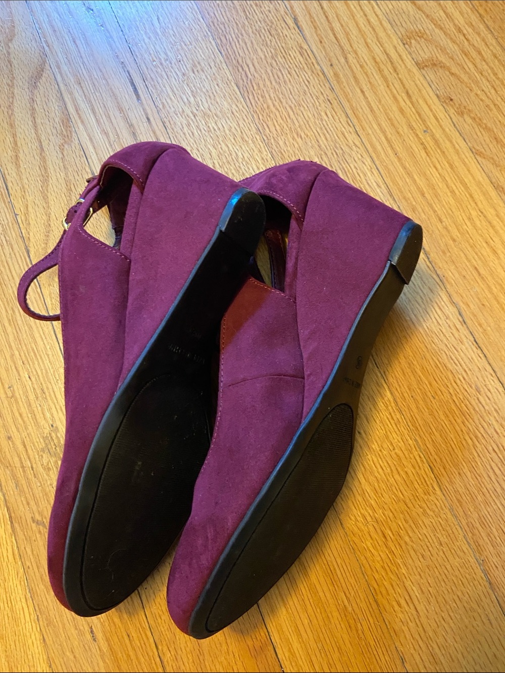 American Rag Burgundy Suede Ankle-Strap Heels - Picture 7 of 11
